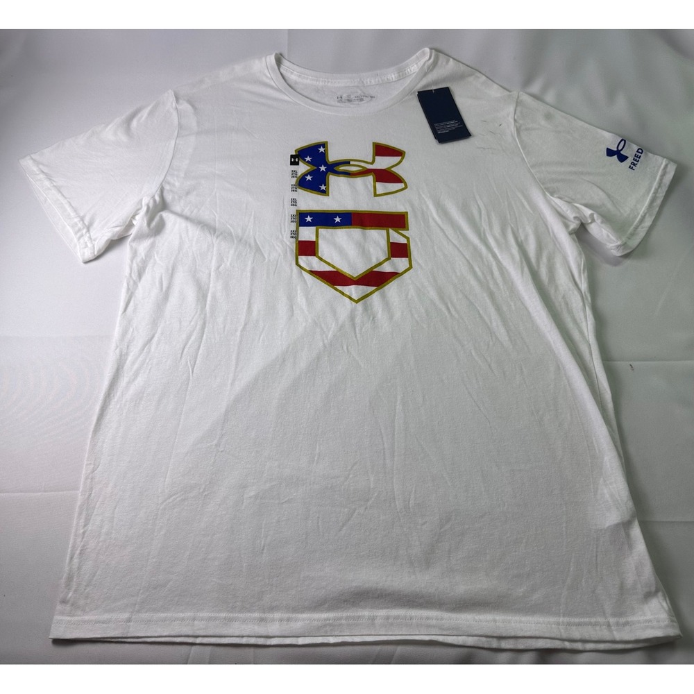 Under Armour White Short Sleeve Tee with Multicolor Logo